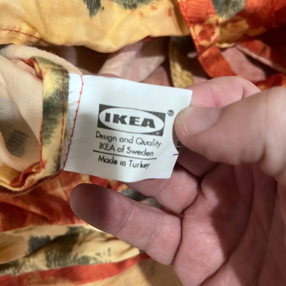 Vtg IKEA Twin Duvet Cover Red Patchwork Floral Abstract Boho Cotton 90s Eclectic